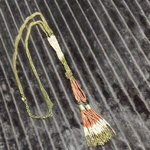 Elegant Gold and Orange Beaded Necklace